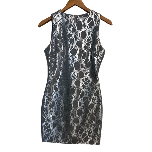 Elizabeth and James Silver Patterned Mini Dress. Size 2. - Picture 1 of 7
